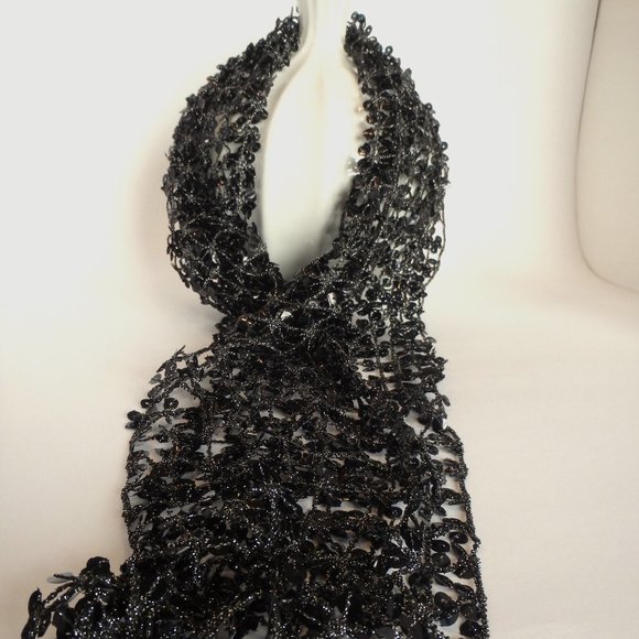 Charlie Paige Black Sequin Scarf NEW - Picture 1 of 4